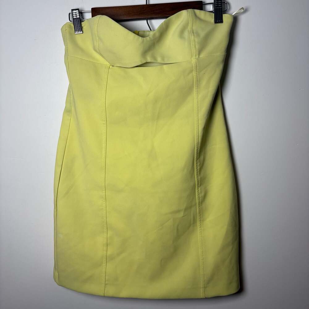 Zara Yellow Strapless Sweetheart Cutout Mini Dress Size M